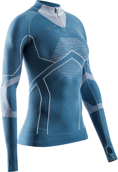 Funkčné tričko X-bionic Energy Accumulator Light Shirt LS 1/2 Zip WMN Mineral Blue/Arctic White - 2024/25