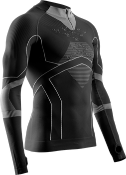 Funkčné tričko X-bionic Energy Accumulator Light Shirt LS 1/2 Zip Black/Light Grey - 2024/25