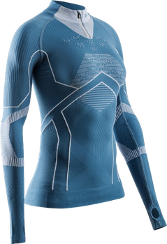 Funkčné tričko X-bionic Energy Accumulator Light Shirt LS 1/2 Zip WMN Mineral Blue/Arctic White - 2024/25