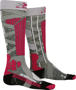 Lyžiarske ponožky X-SOCKS Ski Rider 4.0 Women Stone Grey Melange/Pink - 2022/23