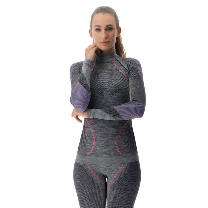 Funkčné tričko UYN Woman Ambityon UW Shirt LG SL Melange Turtle Neck Black Purple/Raspberry - 2024/25