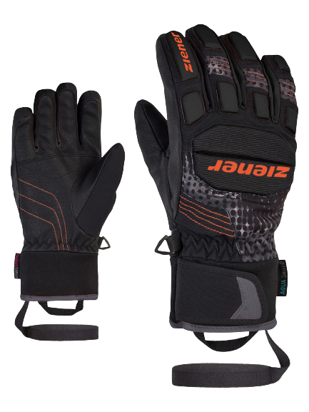 Lyžiarske rukavice Ziener Luro AS PR Junior Glove Junior Black Orange Pop Print - 2023/24