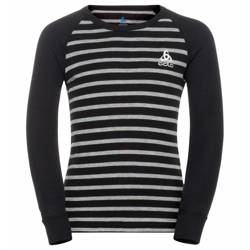 Funkčné prádlo ODLO Active Warm Eco Kids Stripes BL Top Crew Neck LS Black/Grey Melange - 2022/23